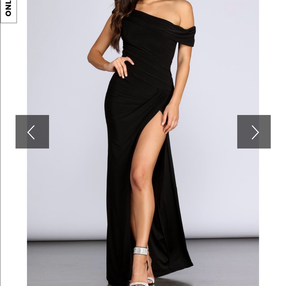 Black high slit dress